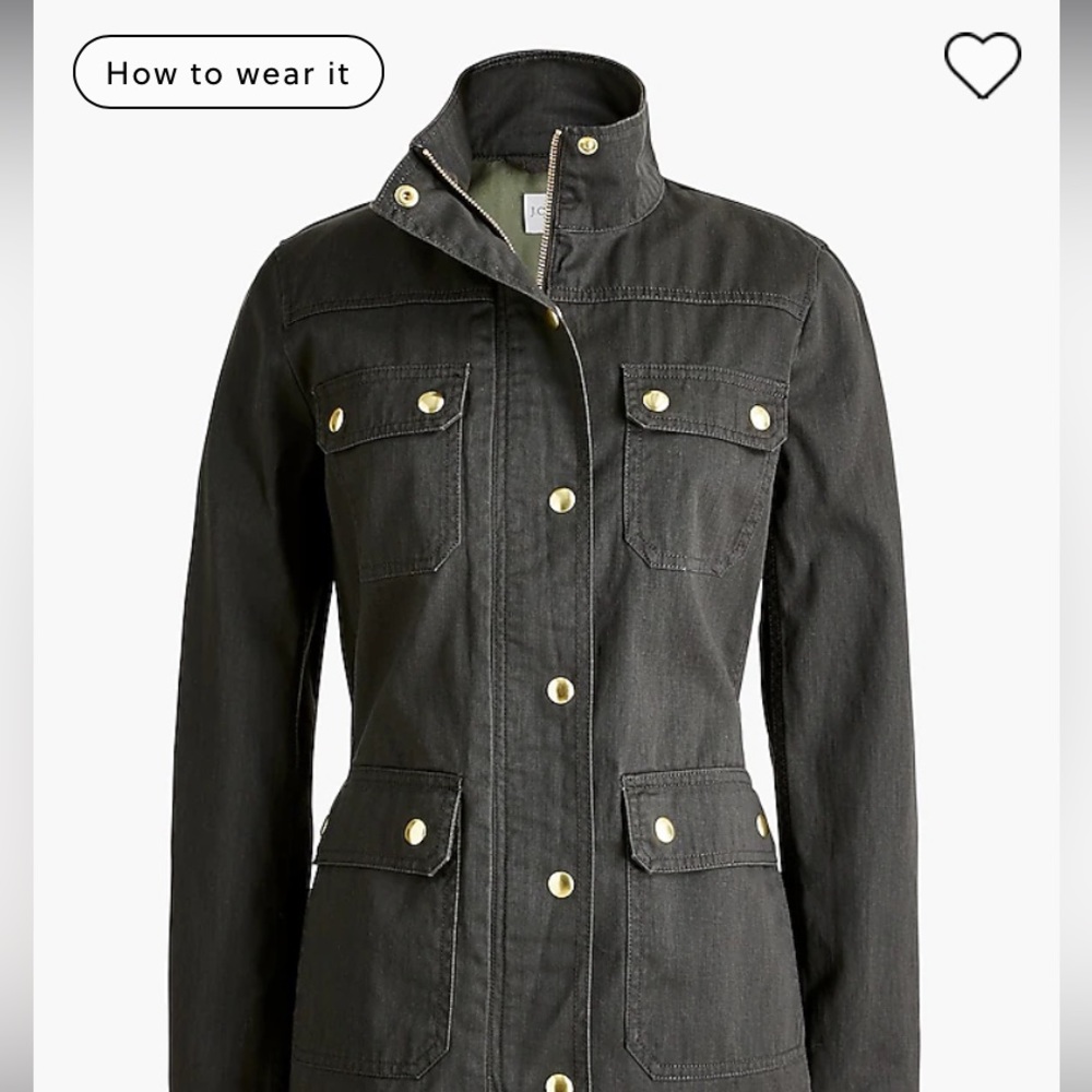 J Crew Petite resin-coated twill field jacket